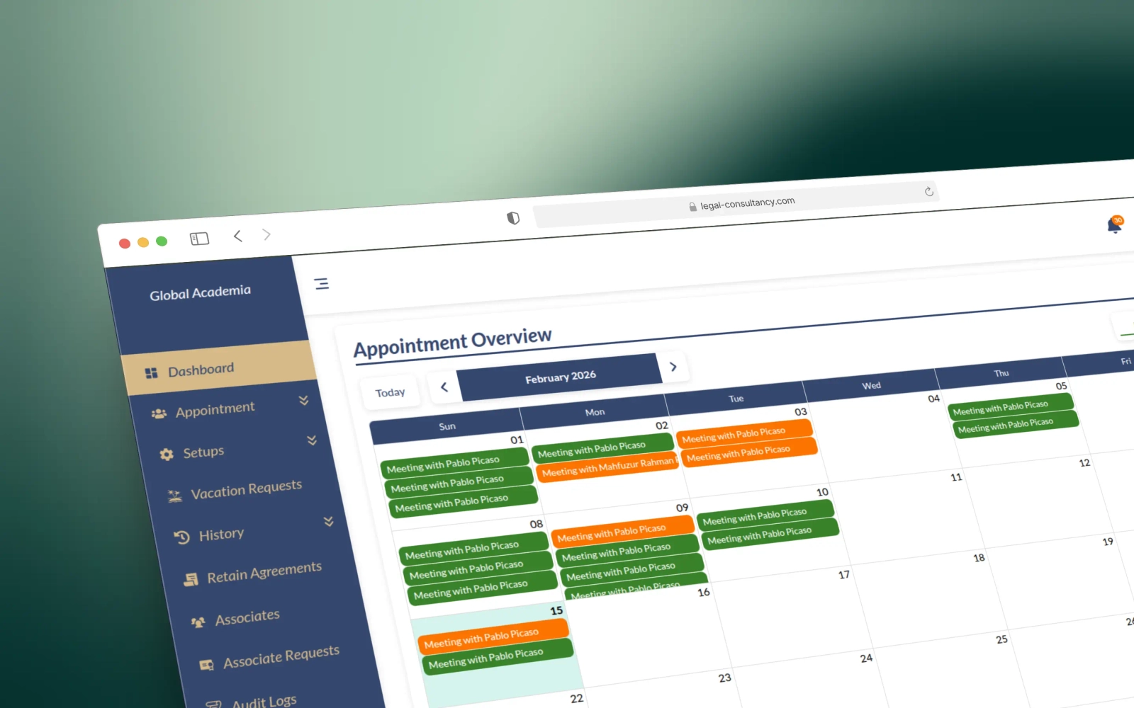 Legal Consultancy Platform Interface Mockup